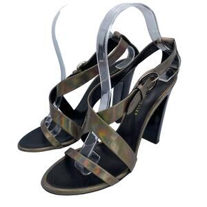 Proenza Schouler Metallic Ankle Strap Sandals, EU 37 (US 7), Iridescent Heels
